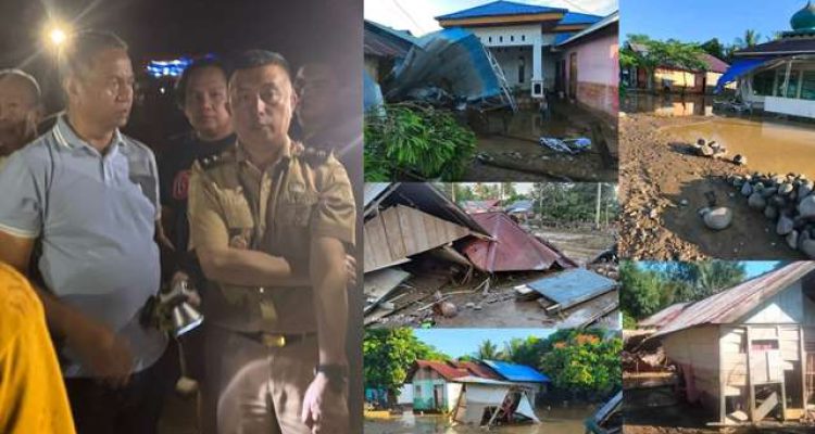 Bupati Oskar Manoppo meninjau lokasi banjir di Desa Togid, Boltim