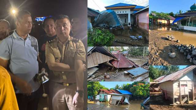 Bupati Oskar Manoppo meninjau lokasi banjir di Desa Togid, Boltim