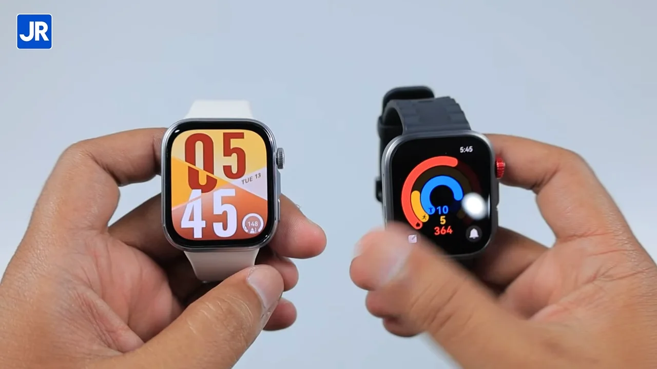 Tampilan smartwatch Huawei Watch Fit 4 varian hitam dengan layar AMOLED dan fitur rotating crown.