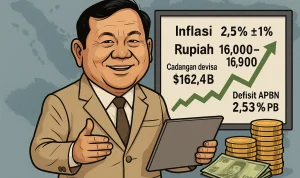 Karikatur mempresentasikan grafik dan angka ekonomi Indonesia