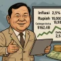 Karikatur mempresentasikan grafik dan angka ekonomi Indonesia