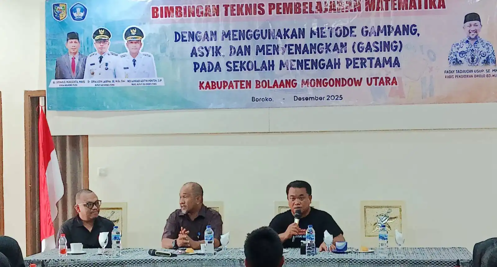 Bimbingan Teknis pembelajaran matematika dengan Metode GASING yang diselenggarakan Dinas Pendidikan dan Kebudayaan Boltara bagi guru SMP, Desember 2025.