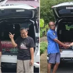 Ketua Fraksi PDI Perjuangan DPRD Kabupaten Bolaang Mongondow Utara, Dewi Zandra Astuti Mondo, menyerahkan diakonia Natal berupa paket kebutuhan pokok kepada warga di Kecamatan Kaidipang dan Pinogaluman, Kamis, (19/12/2025), sebagai bentuk kepedulian sosial menyambut perayaan Natal.