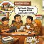 Ilustrasi aparat desa bekerja di kantor desa dalam pengelolaan administrasi dan pelayanan publik