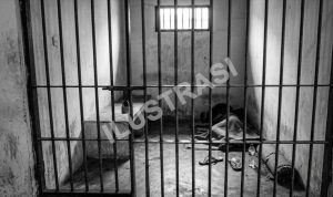 Ilustrasi sel tahanan polisi dengan jeruji besi di Polres Bolmut