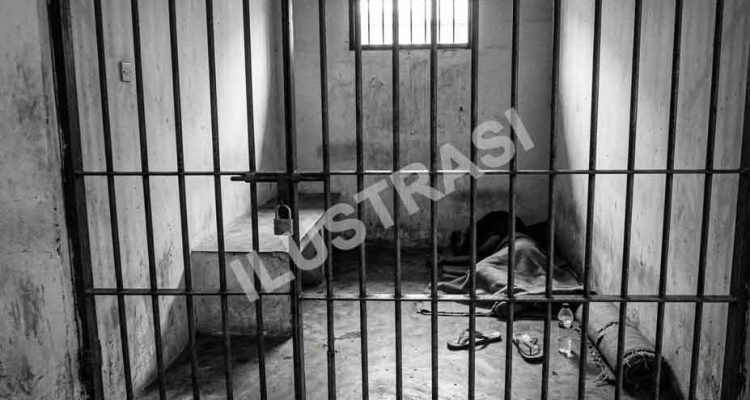 Ilustrasi sel tahanan polisi dengan jeruji besi di Polres Bolmut