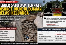 Kondisi proyek Sabo Dam di Ternate dengan saluran beton belum rampung dan dipenuhi batu, disorot terkait tender dan dugaan relasi keluarga