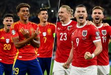 Spanyol (kiri) dan Austria akan bertarung memperebutkan tiket 16 besar Piala Dunia 2026